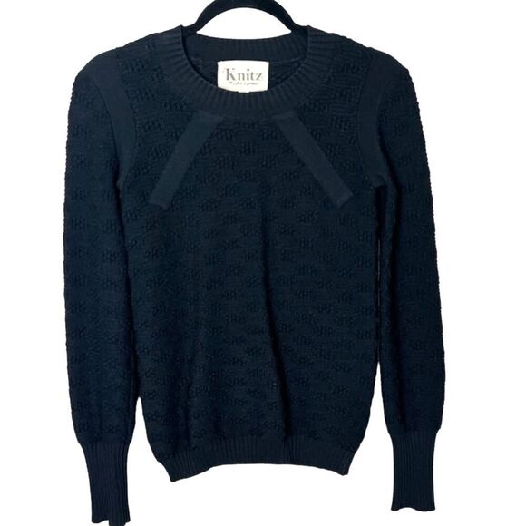 For Love & Lemons Knitz Crewneck Sweater Black Sz XS - Picture 1 of 9